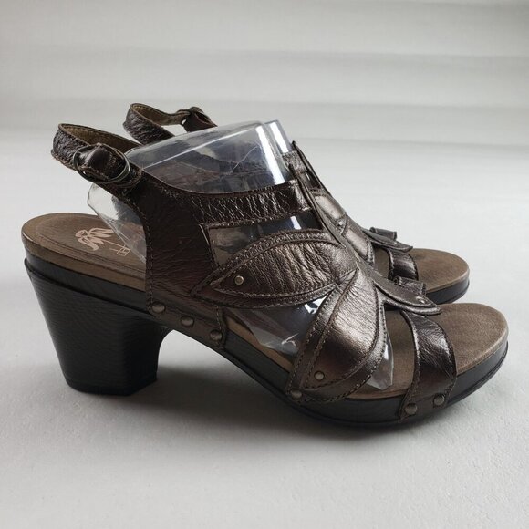 Dansko Nina Slingback Platform Sandal Womens 9.5-10 40 Brown Leather Heeled Shoe - Picture 2 of 11